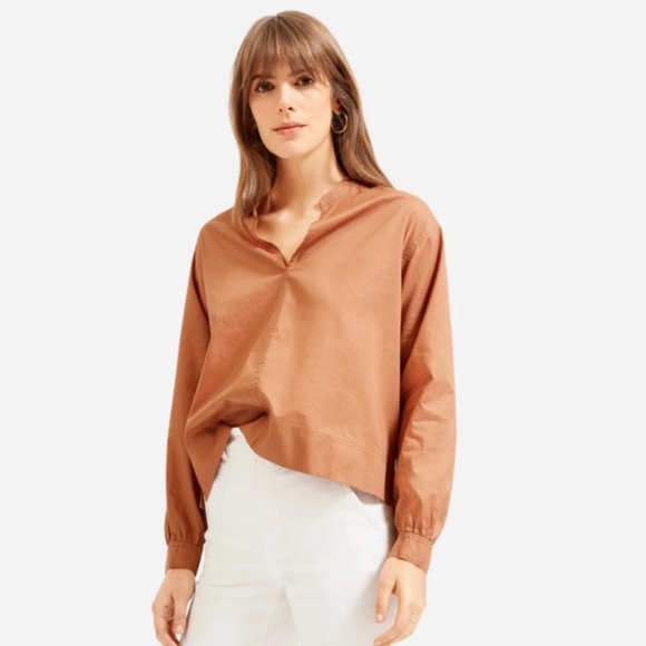 Everlane Rust Popover Long Sleeve Cotton Top 2 - Picture 1 of 11